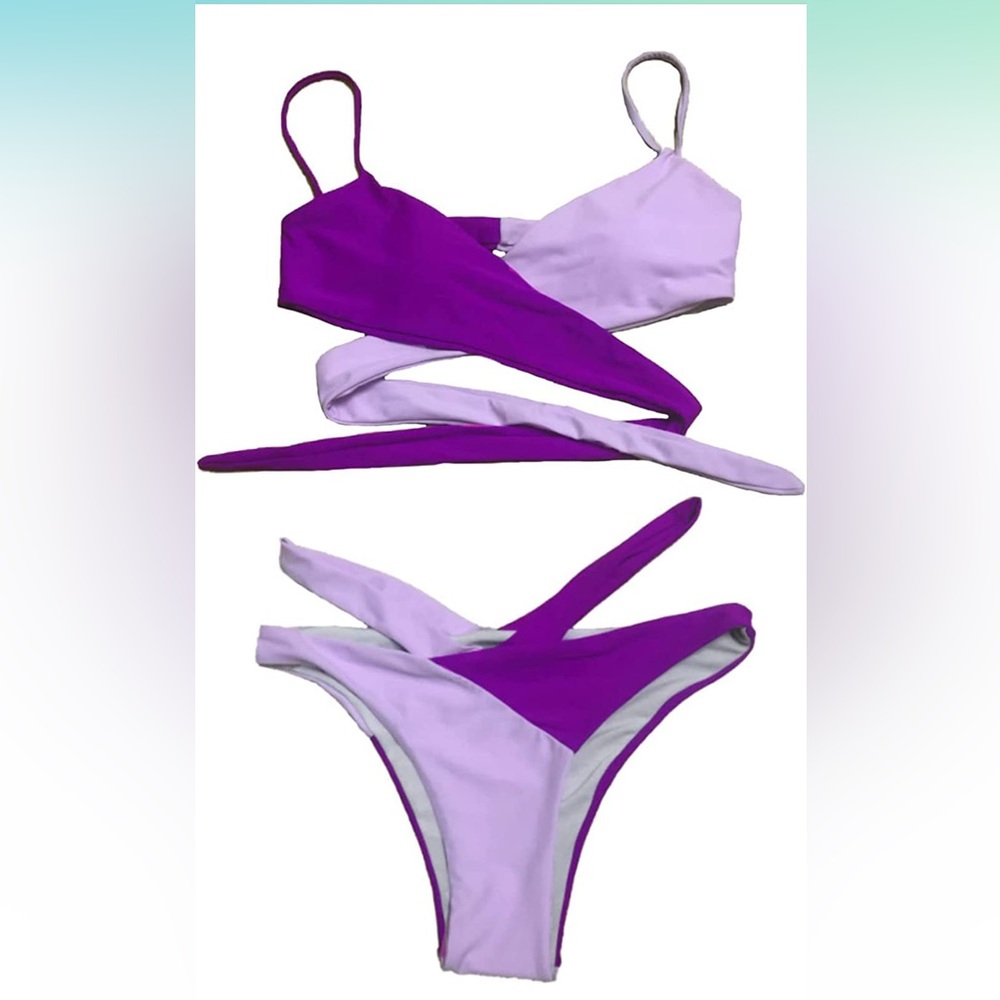 Wrap Colorblock Bikini Set Xs - image 2